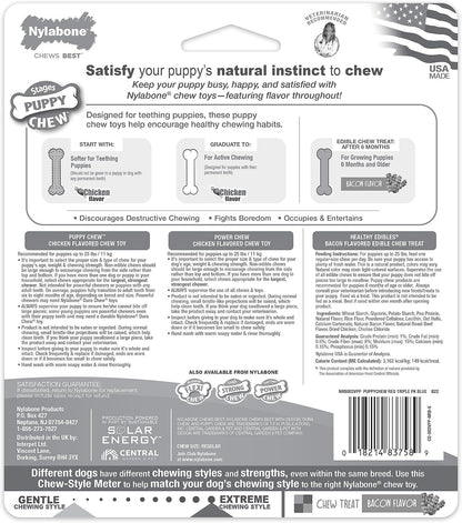 Nylabone Puppy Starter Kit, Dog Chew Toys & Chew Treat, Blue, 3 Count | Small Breeds, Chicken & Bacon Flavor, 2 Chew Toys, 1 Natural Treat, Teething Toys for Puppies, Puppy Enrichment, up to 25 Lbs11