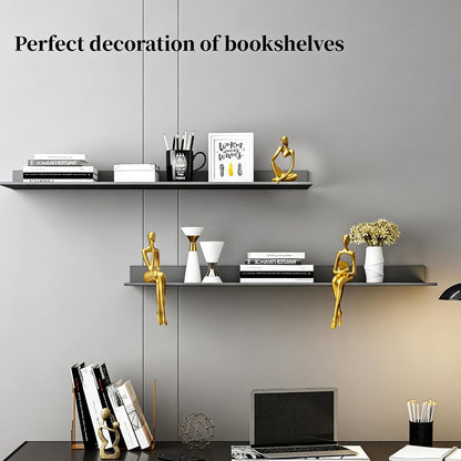 Gold Home Decor Thinker Statue Accents, Set of 3 Thinker Sculptures Office Decor Modern Abstract Resin Decoration on Shelf Table Desk for Living Room Office Bedroom (Small Gold) | Collectable Figurine for Living Room Floating Shelf Office Desk Decoration,Modern Decor Gift for Reading Lover Parents Friend6
