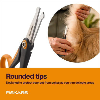 Fiskars Pet Grooming Detailing Scissors for Dogs & Cats, 5.5", Orange/Black | Detailing Scissors with Rounded Tips & Softgrip Handle, Cat and Dog Supplies3