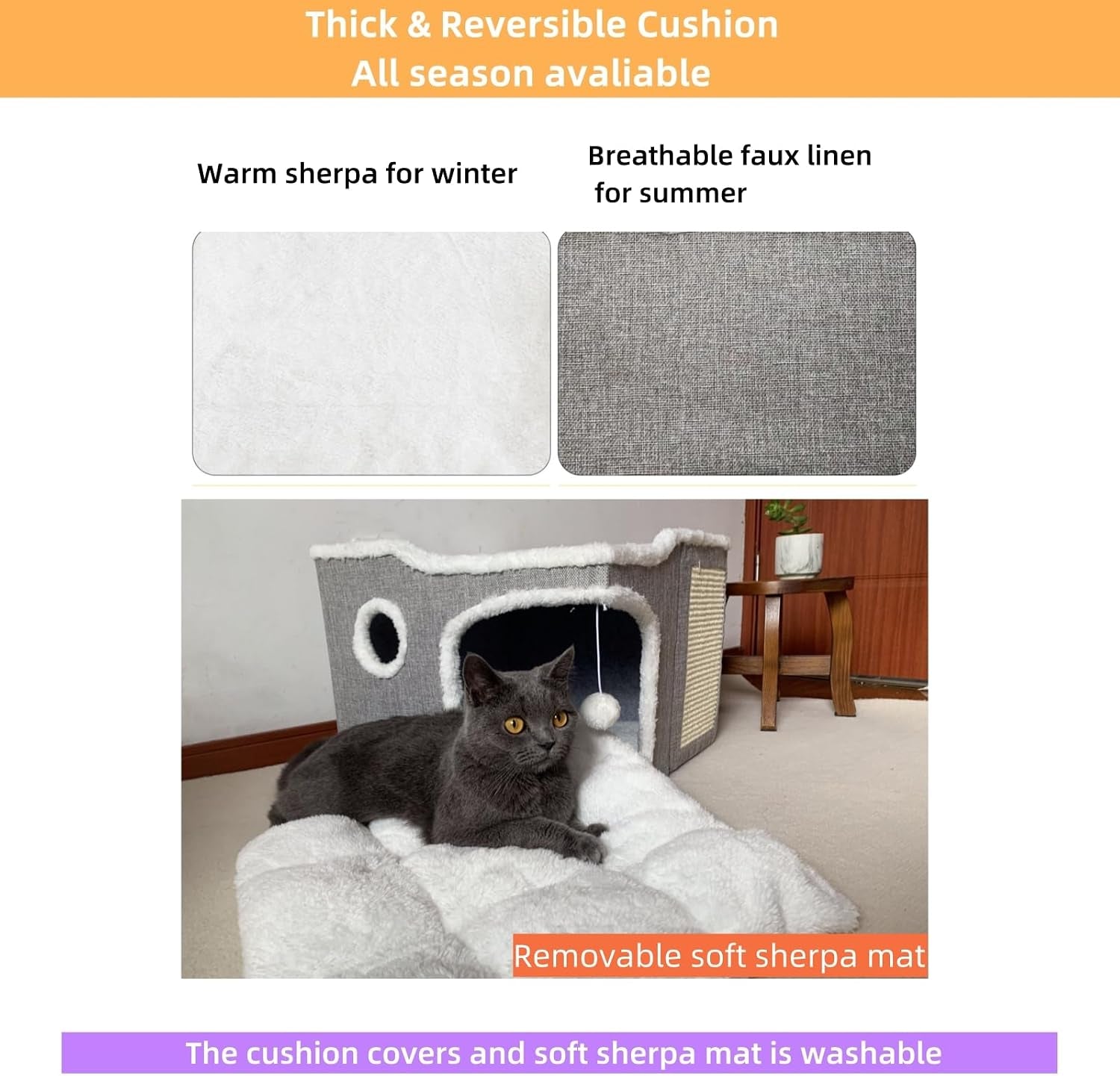 cat-bed-for-indoor-cats-covered-cat-cave-house-furniture-with-scratch-pad-foldable-cat-hideaway-hut-cute-cat-condo-with-soft-washable-mat-for-multi-small-pet-under-30-lbs-light-grey