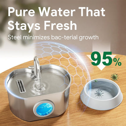 Cat Water Fountain Stainless Steel: 74Oz/2.2L Cat Fountain for Drinking | Pet Water Fountain inside - Automatic Dog Watering Dispenser Bowl - Pet Feeding & Watering Supplies7