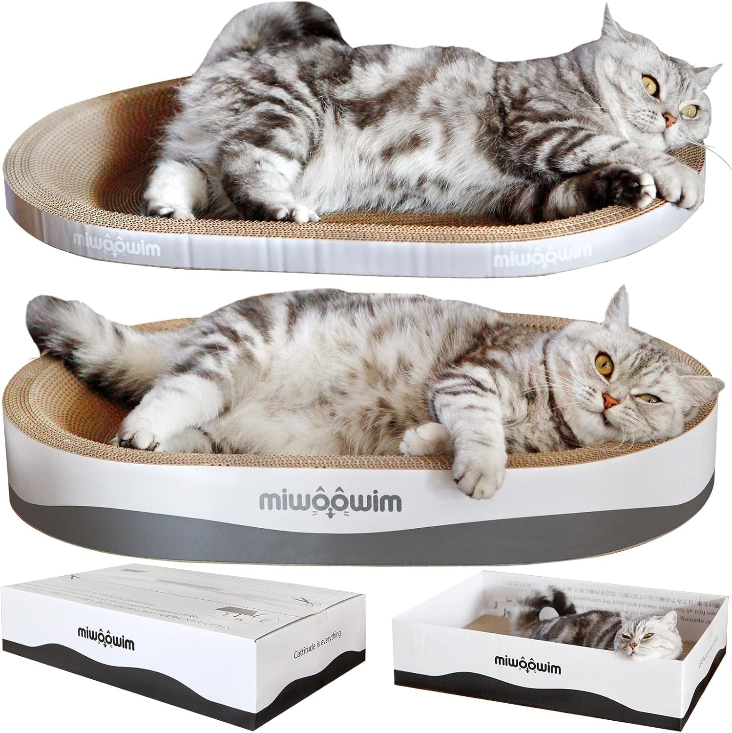 miwoowim-3-piece-cat-scratcher-set-oval-bowl-nest-for-indoor-cats-2-oval-bed-1-box-for-scratching-lounging-durable-round-corrugated-cardboard-pad-catnip-toy-furniture-protector-for-couch