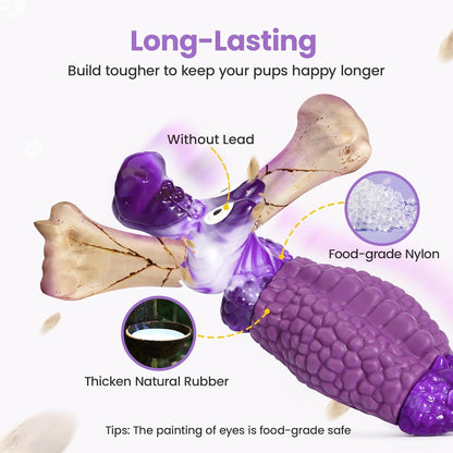 HGB Tough Dog Toys for Aggressive Chewers, Squeaky Indestructible Chew Toy | Alligator Dog Toy for Medium & Large Dogs, Hard Nylon & Natural Rubber, Teeth Cleaning Texture, Bacon Flavor, Keeps Dogs Busy4