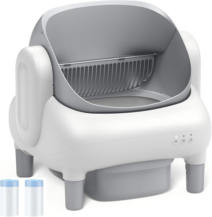 Automatic Cat Litter Box,Self Cleaning Litter Box for Multiple Cats with Open Top Design,App Control and Safety Protection,Ultra-Quiet,Easy Setup,Light Gray10