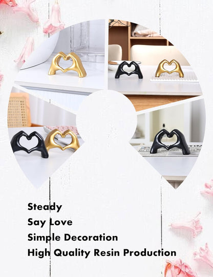 Small Heart Hands Sculpture-Gold Shelf Decor for Living Room, Love Finger Statue Modern Aesthetic Unique Accent Decor Bedroom Knick Knacks -Gifts for Wedding Christmas Birthday(Gold)4