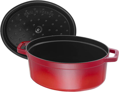 STAUB Cast Iron Dutch Oven 7-Qt Oval Cocotte, Made in France, Serves 7-8, Cherry5