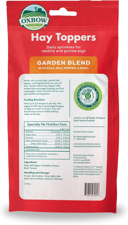 Oxbow Hay Topper, Rabbit & Guinea Pig Treats, Hay Mixer, Garden Blend, 2 Oz | Foraging Hay Topper with Kale, Bell Pepper & Basil Sprinkles for Rabbits, Guinea Pigs & Chinchillas, Adds Variety to Hay7