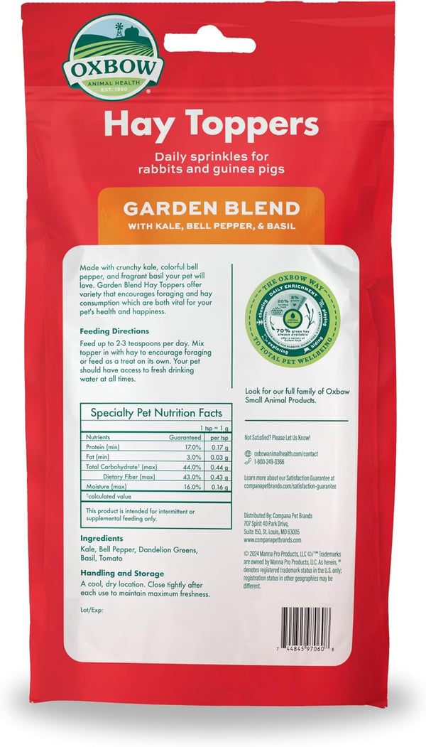 Oxbow Hay Topper, Rabbit & Guinea Pig Treats, Hay Mixer, Garden Blend, 2 Oz | Foraging Hay Topper with Kale, Bell Pepper & Basil Sprinkles for Rabbits, Guinea Pigs & Chinchillas, Adds Variety to Hay7