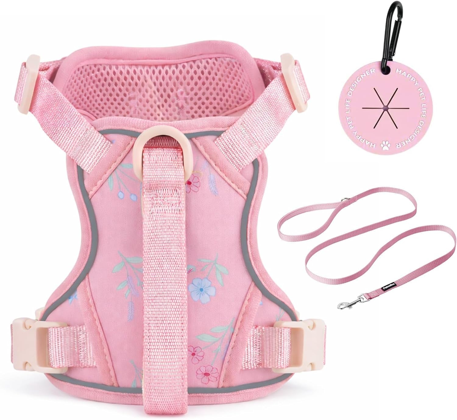 petmolico-no-pull-cute-dog-harness-reflective-light-blue-small-set-includes-leash-waste-bag-holder-2-clips-handle-soft-comfy-fit-adjustable-ideal-for-daily-walks-travel