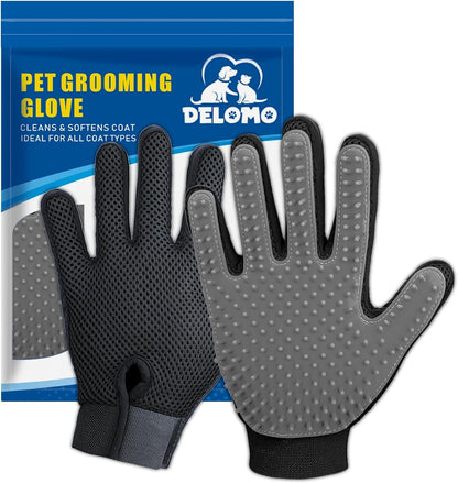 Pet Hair Removal Glove with 255 Silicone Tips for Dogs & Cats, 1 Pair Blue | 2-In-1 Deshedding & Massage Mitt, 5-Finger Flexible Design, for Bathing & Grooming, Safe for Long/Short/Curly Hair Pets10