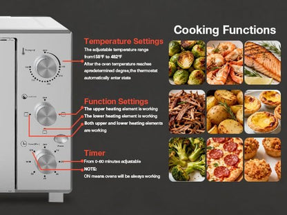 8-In-1 French Door Countertop Toaster Oven, Compact Countertop Oven with Infrared Speedheat for Bake, Broil, Toast, Fits 12" Pizza, 38L Capacity, 158°-482°F Temp Controls, 60-Min Timer-Silver5
