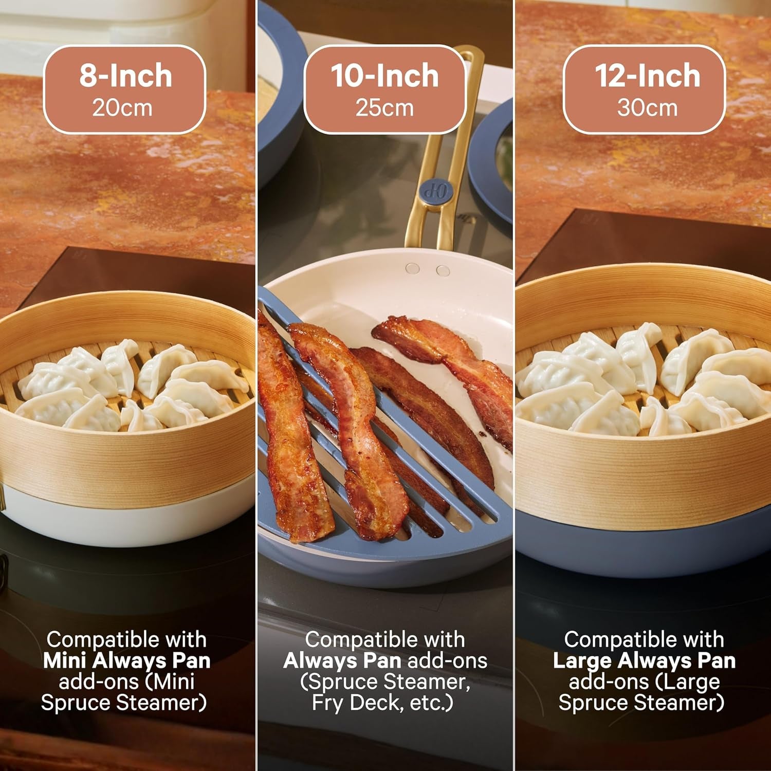 our-place-essentials-complete-cookware-set-8-piece-ceramic-fry-pan-set-ceramic-pan-trio-modular-storage-rack-included-thermakind-nonstick-all-cooktop-compatible-oven-safe-up-to-450-f