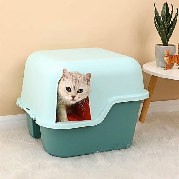 Pet Supplies, Enclosed Cat Litter Box with Lid & Scoop, Anti-Splash Hooded Tray, Easy Clean9