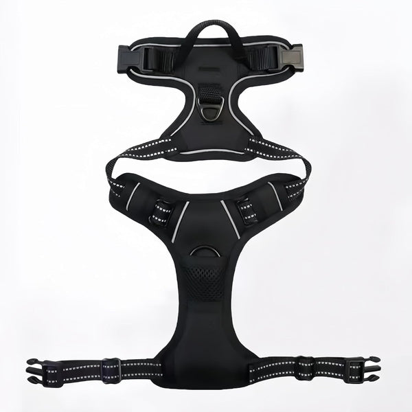 No Pull Dog Harness, Adjustable Pet Vest with Front/Back Leash Clips, Reflective Comfortable Vest Harness for Large Dogs, Easy Control Handle for Walking-Black L2