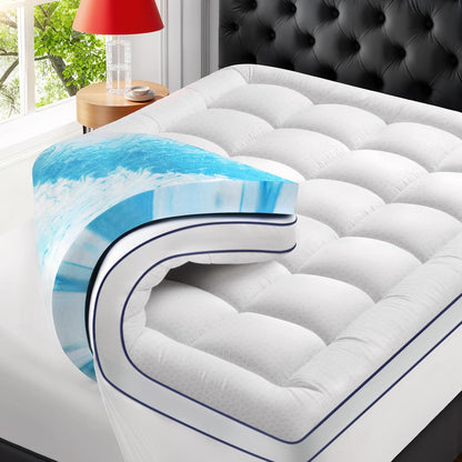 Premium Dual Layer 4 Inch Memory Foam Mattress Topper, 2 Inch Gel Memory Foam and 2 Inch Pillow Top Mattress Pad Cover for Back Pain, Extra Thick Comfort Support（Twin XL 39"X80"）1