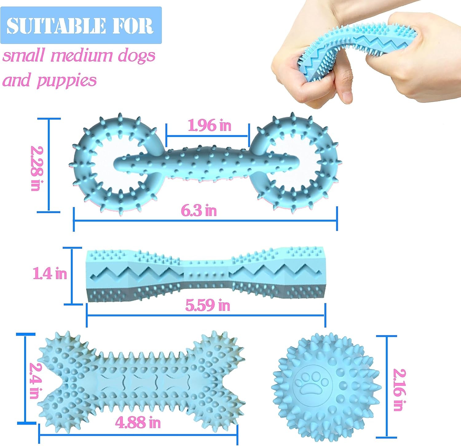 4-pack-puppy-teething-toys-chew-toys-for-0-6-month-puppies-blue-small-medium-dogs-durable-interactive-food-dispensing-bone-ball-donut-dog-boy