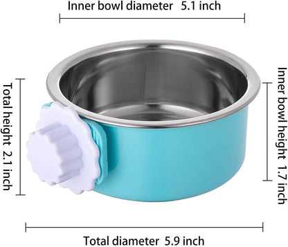 Stainless Steel Removable Pet Food Bowl, Anti-Overturn Water Feeder Container, Suitable for Small Dog/Cat/Rabbit, 2 Set of Crate Bowls, Easy to Install and Clean2