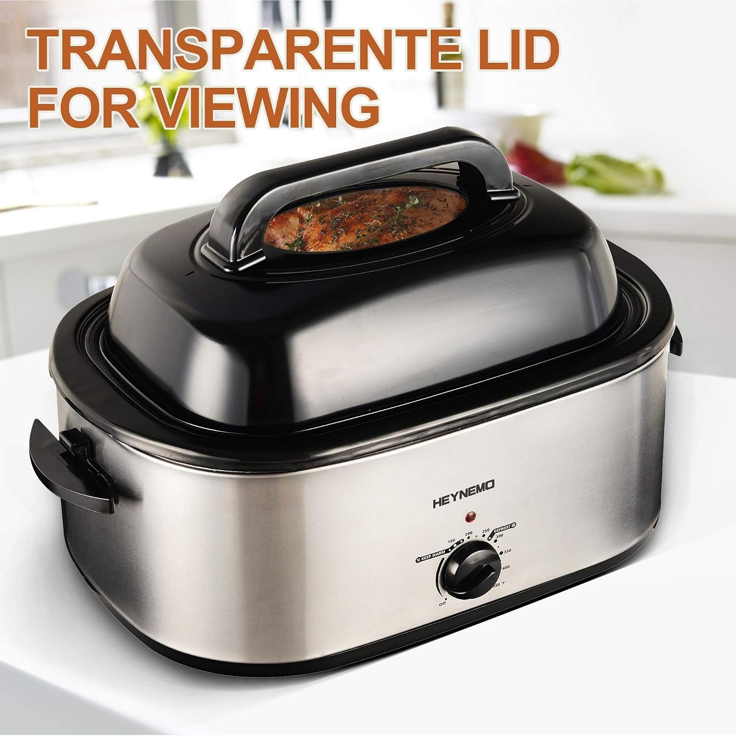 22-quart-electric-roaster-oven-roaster-oven-turkey-roaster-electric-electric-roaster-selfbasting-lid-removable-pan-full-range-temperature-control-cool-touch-handles-silver-body-black-lid