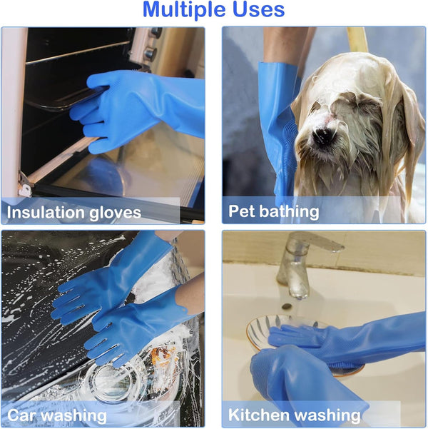 Silicone Pet Grooming Gloves Dog Washing Gloves for Bathing Massaging | 3,000 Soft Bristles, Non-Slip & Extended Sleeves, Heat Resistant & Dishwasher Safe, for Cats and Dogs, Home/Car Cleaning5