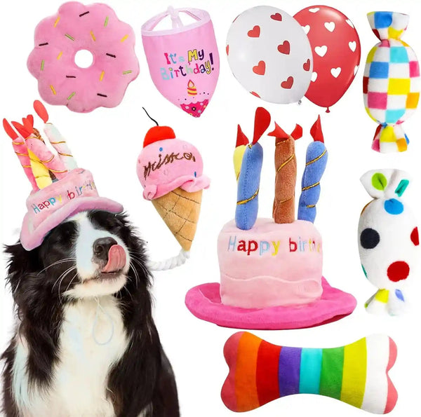 Lilfrd Dog Birthday Toy, Birthday Cake Toys for Puppy Gifts, Squeaky Plush Dog Toys17