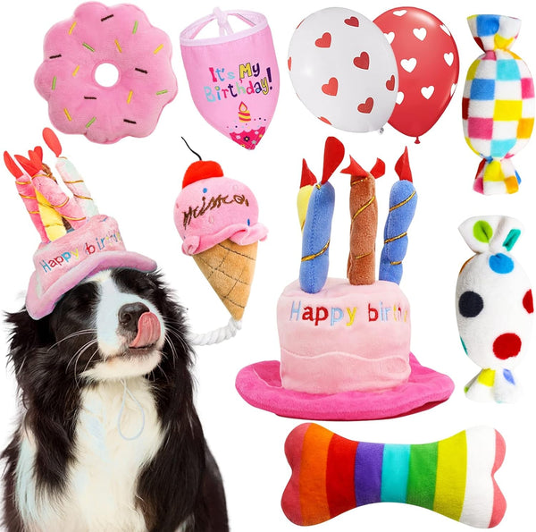 Lilfrd Dog Birthday Toy, Birthday Cake Toys for Puppy Gifts, Squeaky Plush Dog Toys | Perfect for Birthday Party, Interactive Play, Suitable for Small Medium Breed Dogs17