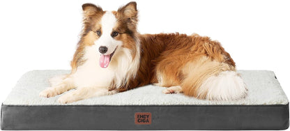 EHEYCIGA Orthopedic Dog Bed Large with Removable Washable Cover,Grey,41X27 | Egg Crate Foam Support,Durable Oxford Fabric,Non-Slip Bottom,Machine Washable,Soft Waterproof Plush Pet Bed Mat for Crate50