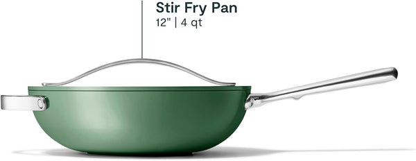 Caraway 12" Non-Stick Ceramic-Coated Stir Fry Pan | Wok-Inspired Pan, Free from Forever Chemicals, High-Sloped Walls, Stainless Steel Handles, Sage3