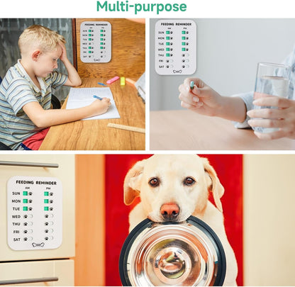 YAUYIK Dog Feeding Reminder, Magnetic Reminder Sticker, AM/PM Daily Indication Chart Feed Your Pets, Fridge Magnets and Double Sided Tape, Helps You to Track Pet Feeding & Medication (White)3