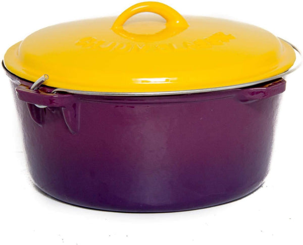 9 Quart Purple and Gold Enamel Coated Cast Iron Dutch Oven -  Cookware1