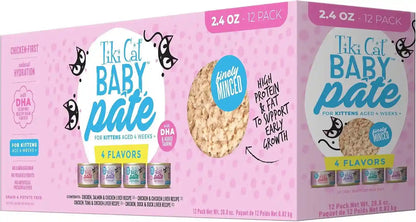 Tiki Cat Baby Pate Wet Cat Food for Kittens Variety Pack, 2.4 Oz. Cans (12 Count)1
