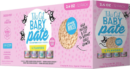 Tiki Cat Baby Pate Wet Cat Food for Kittens Variety Pack, 2.4 Oz. Cans (12 Count)1