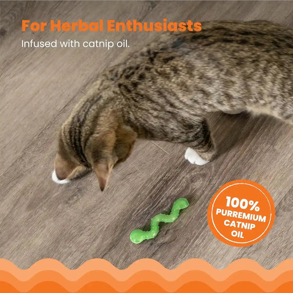 Petstages Orkakat Wiggle Worm Dental Catnip Cat Chew Toy3