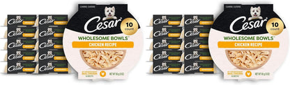 Cesar Wholesome Bowls Wet Dog Food, Chicken Recipe, 3 Oz, 10 Count | Real Chicken #1 Ingredient, Slow-Cooked, 7 Key Ingredients, No By-Products or Artificial Flavors, Easy to Digest12
