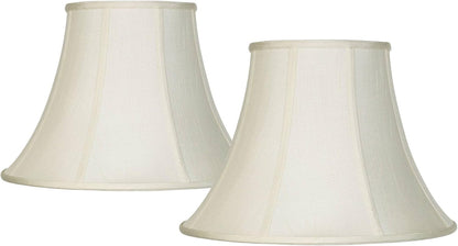 Creme Extra Large Fabric Bell Set of 2 Lamp Shades 9X18X13 (Spider) | 9" Top X 18" Bottom X 13" High Replacement for Table + Floor Lamps Flared Shade Pre-Assembled Cream Harp + Finial Fitting1