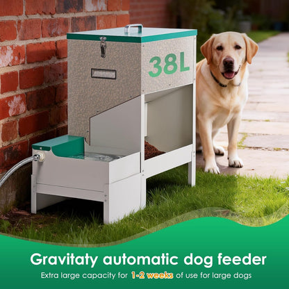 Metal Automatic Dog Feeder&Water Dispenser for Large Dogs Outdoor | 2-In-1 Automatic Dog Feeder Large Breed and Outdoor Dog Water Bowl Set for Large Dogs, Cats, and Other Pet2