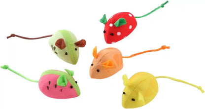Catnip Cat Mice Toys Interactive Mouse Cat Toy for Indoor Adult Cats Kitten Kitty Baby Cat Chew Exercise Toy Fruit-Shaped Mice Cat Toy Set - 5PCS1