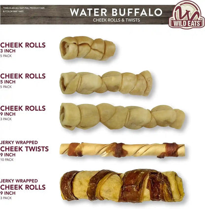 Wild Eats Water Buffalo Retriever Style Cheek Rolls Dog Chews, Pack of 5 | Long Lasting Treats and Bones for Aggressive Gnawing and Large Sized Breeds, Works as a Satisfying Substitute for Pig Ears6