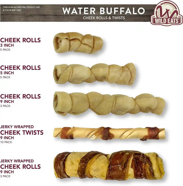 Wild Eats Water Buffalo Retriever Style Cheek Rolls Dog Chews, Pack of 5 | Long Lasting Treats and Bones for Aggressive Gnawing and Large Sized Breeds, Works as a Satisfying Substitute for Pig Ears6