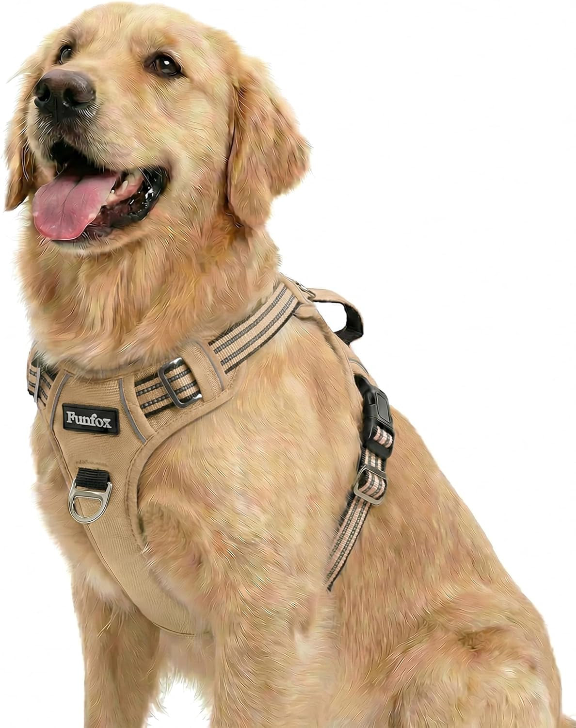 funfox-dog-harness-medium-sized-dog-vertical-handle-easy-control-no-pull-pet-vest-adjustable-with-2-leash-clips-soft-material-reflective-safe-night-walking-for-small-medium-large-breed-black-m