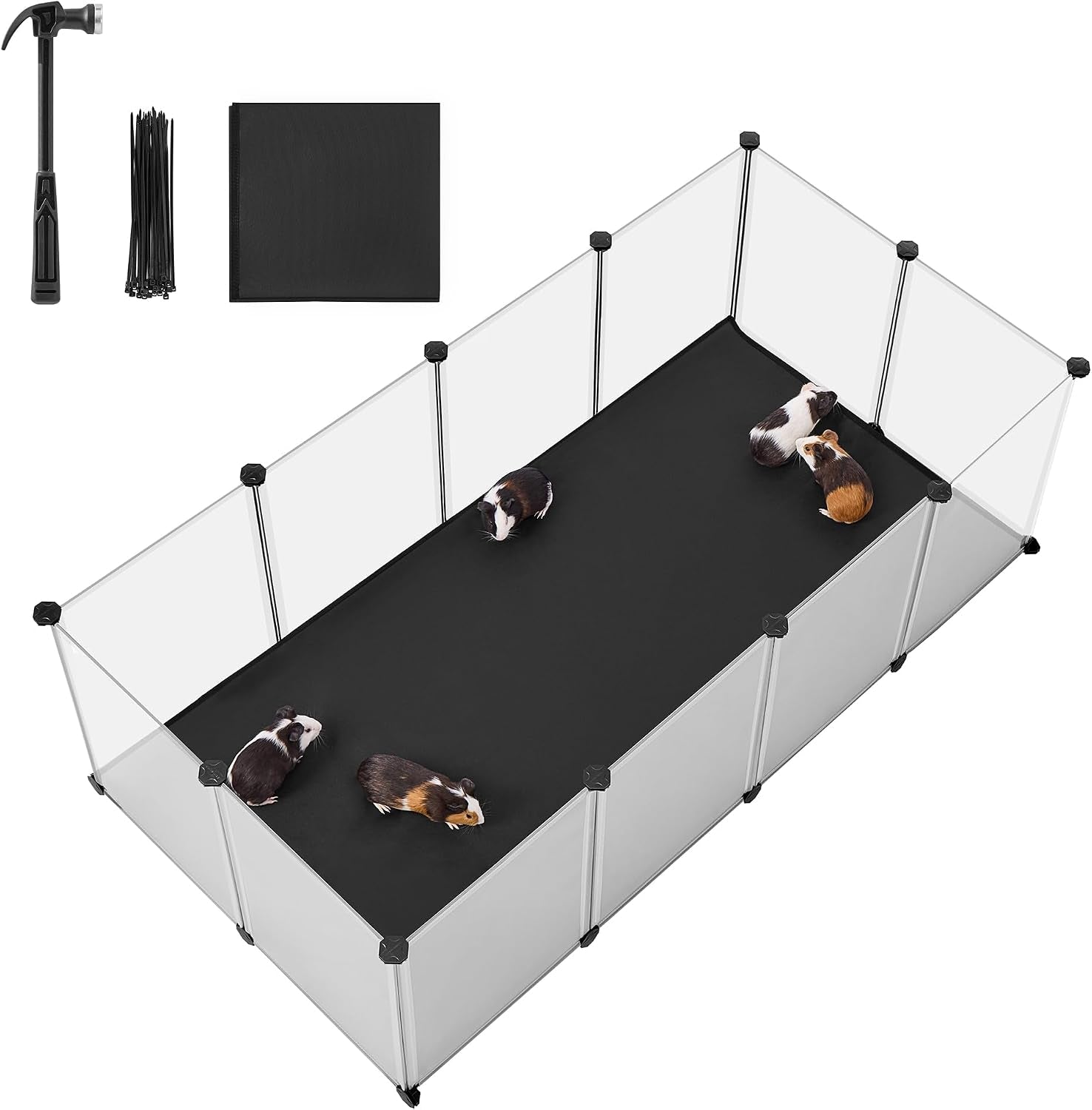 songmics-20-panels-pet-playpen-with-floor-small-animal-playpen-pet-fence-indoor-diy-plastic-enclosure-for-guinea-pigs-bunny-hamsters-hedgehogs-49-2-x-24-8-x-16-5-inches-white-ulpc001w01