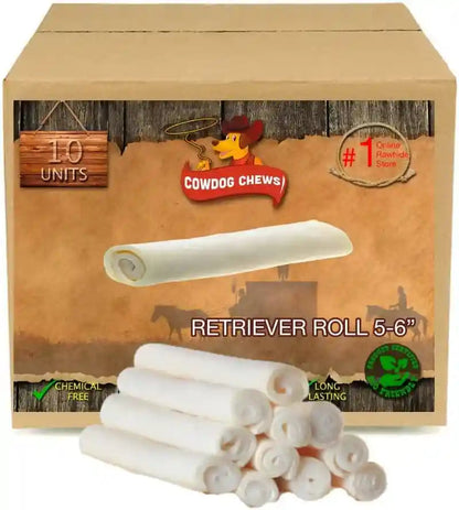 Cowdog Chews 5-6 Inches Rawhide Retriever Roll - Chewing Dog Treat, 100% Natural - Natural Grass Fed Livestock Sourced (50 Pack)7