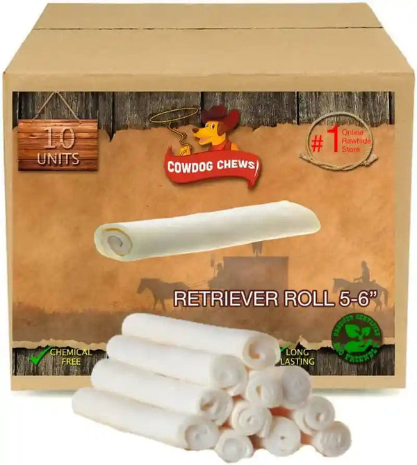 Cowdog Chews 5-6 Inches Rawhide Retriever Roll - Chewing Dog Treat, 100% Natural - Natural Grass Fed Livestock Sourced (50 Pack)7