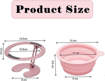 Collapsible Elevated Cat Dog Food Bowl, Portable Raised Pet Food Water Dish, Adjustable Tilted Food Feeder for Indoor Outdoor Cats Dogs, Whisker Friendly Cat Feeding Watering Dish for Travelling2