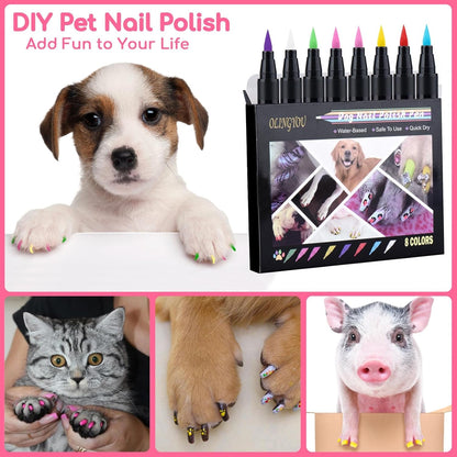OLINGYOU Dog Nail Polish， Dog Nail Polish Pens Quick Dry-8 Colors, Pet Nail Polish Set for Dogs， DIY Dogs Puppy Nails, Dog Safe Nail Polish Non Toxic, Odorless, Easy to Apply4