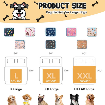 Rezutan Blanket for Large Dogs, Cat Flannel Washable Soft Pet Mat Throw Cover for Kennels-Beds, Sofas, Furniture Protection, Cute Paw Pattern, Black, 50X40 Inch6