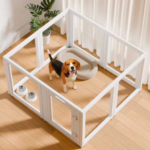 EVERFRONT Clear Acrylic Dog Playpen - Clear Dog Play Pen - Easy Assemble Acrylic Dog Playpen - Puppy Playpen, Cat Playpen, Small Animal Playpen, Dog Play Pen Indoors (24", 10 Panels)11