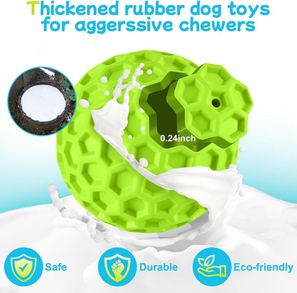 Havit Indestructible Squeaky Dog Balls for Aggressive Chewers, Interactive Dog Toys to Keep Them Busy, Rubber Dog Chew Toy for Large Medium Breeds, Outdoor Waterproof (3 Colors)3