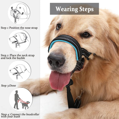 BARKLESS Dog Head Collar, No Pull Training Collar with Soft Padding | Reflective Head Halter for Large Dogs, Labrador, Controls Pulling and Lunging with Secure Safety Strap for Daily Walks4