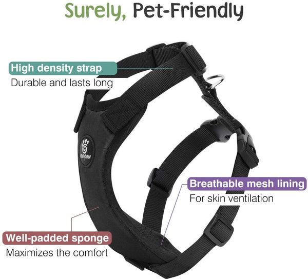 Vavopaw Dog Seat Belt Vest Harness for Car,2 in 1 Seatbelt Buckle | Soft Breathable Mesh,Adjustable Buckle,Nylon,Heavy Duty Pet Safety Seat Belts for Small Medium Large Pets,Black,L3