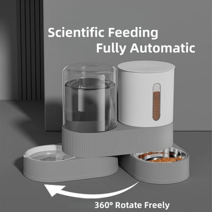 Gravity Cat Feeder and Water Dispenser, 2 in 1 Automatic Cat Feeder with 180 Degree Rotatable, 2 Pack Large Capacity Self Feeding for Small Medium Dog Puppy Kitten, Black, 0.8 Gallon X 22